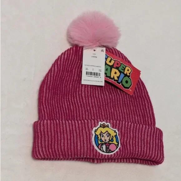 Super Mario Girl's Pink One Size Beanie - Picture 2 of 5